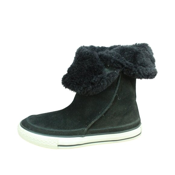 Converse All Star Black Suede Shearling Lined Pull Over Mid Boots Size 4 - Picture 1 of 10
